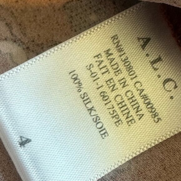 A.L.C. Spencer 100% Silk Floral Print Mini Dress Short Sleeve High Neck Size 4 - Picture 13 of 14